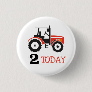 Red Tractor Birthday Age Badge Button