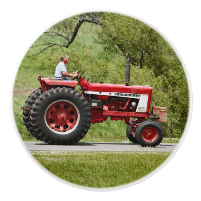Red Tractor Ceramic Knob (Front)