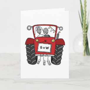 Red Tractor Country Wedding Card