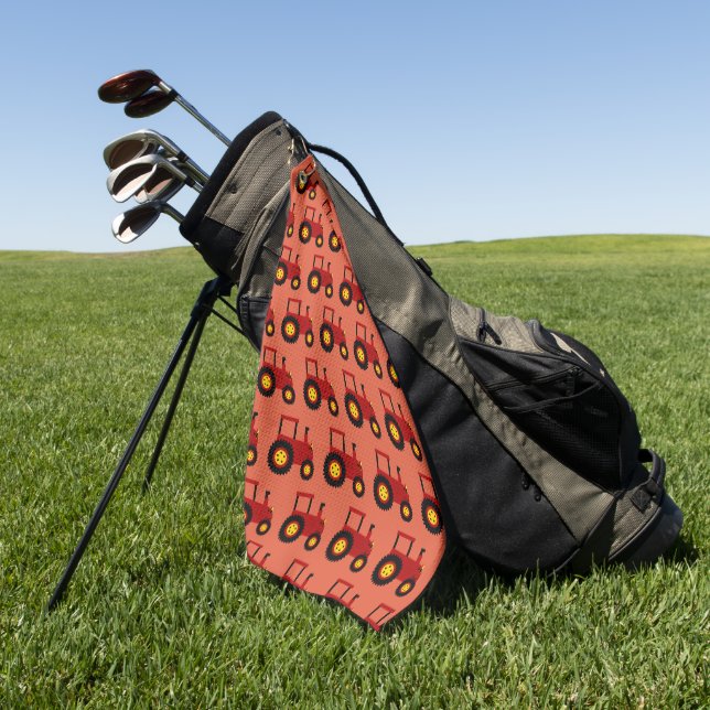 Red Tractor Design Any Colour Background Golf Towel (Green)