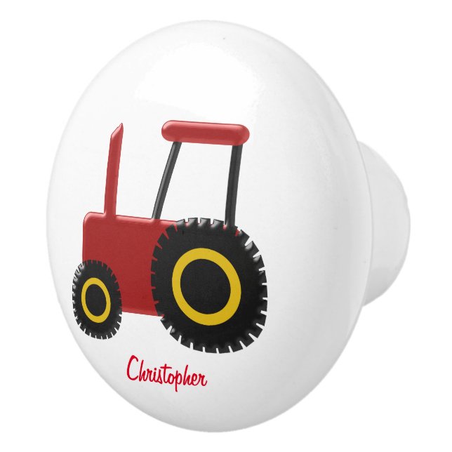 Red Tractor Design Ceramic Knob (Right)