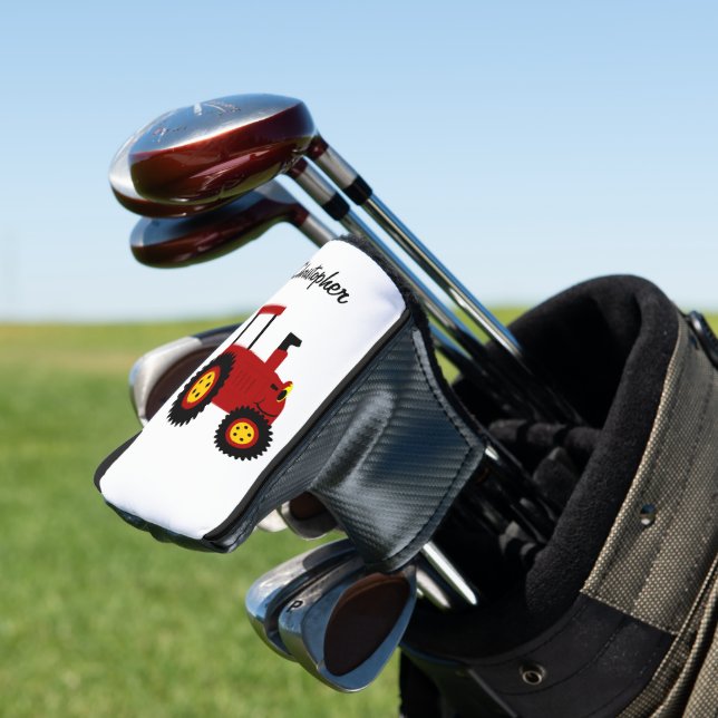 Red Tractor Design Golf Head Cover (In Situ)
