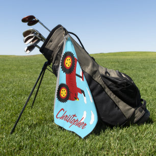 Red Tractor Design Personalised Golf Towel
