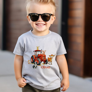 Red Tractor Farm Animals Name Template T-Shirt