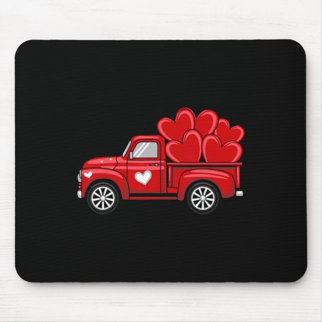 Red Tractor Hauling Hearts Funny Valentine  Mouse Pad (Front)