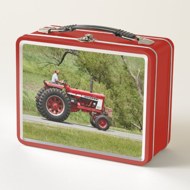 Red Tractor Metal Lunch Box (Front)