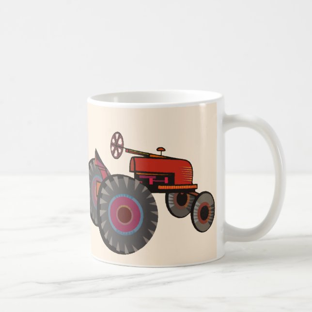Red tractor on a mug (Right)