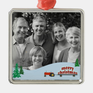 Red Tractor Photo Christmas Ornament
