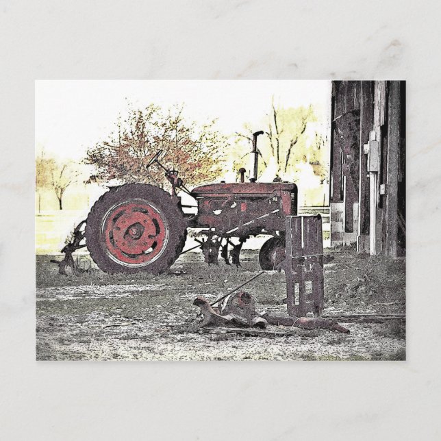Red Tractor Postcard (Front)