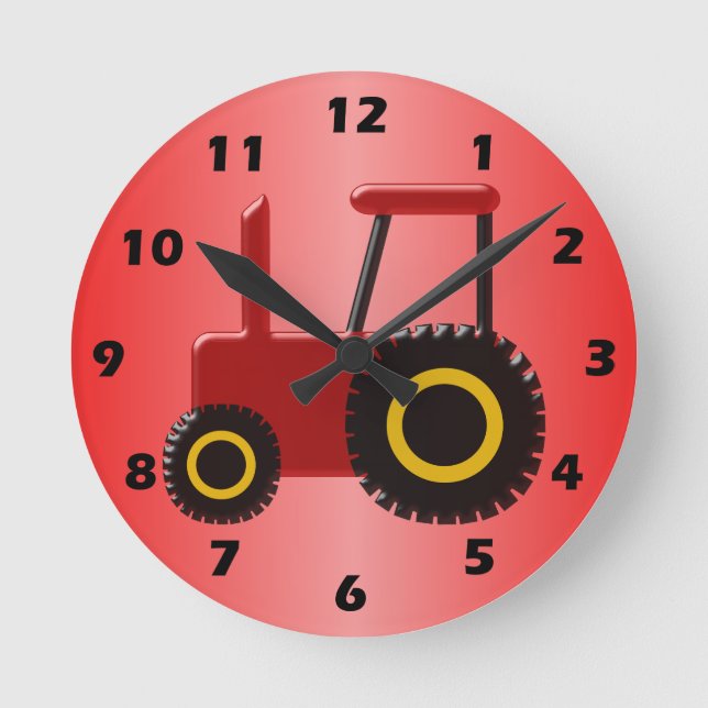 Red Tractor Round Clock (Front)