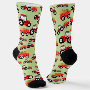 Red Tractor Truck Farm Produce Socks