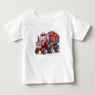 Red Tractor with Bear and Raspberries Baby T-Shirt