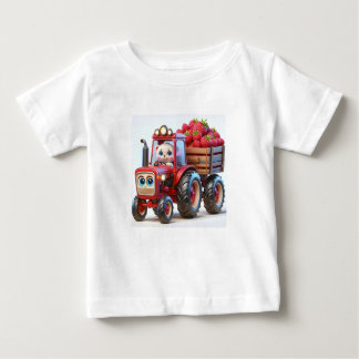 Red Tractor with Bear and Raspberries Baby T-Shirt