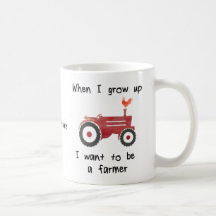 Red Tractor with chicken-I want to be a farmer. Coffee Mug