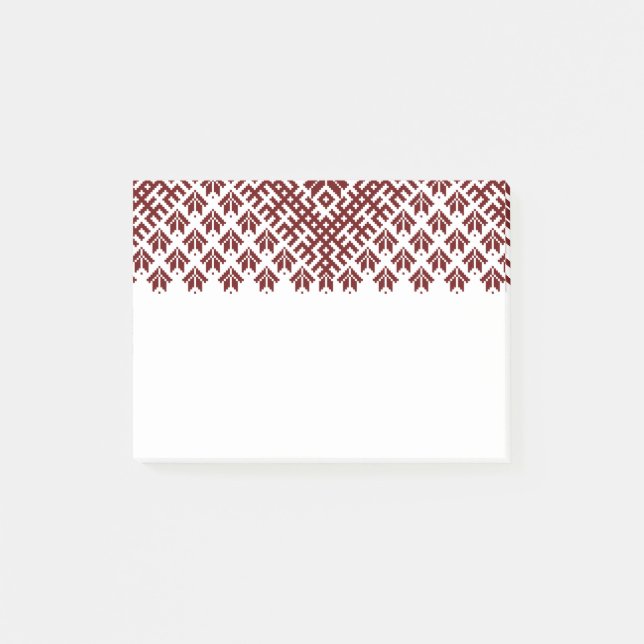 Red traditional Baltic Latvian Pattern Design Post-it Notes (Front)