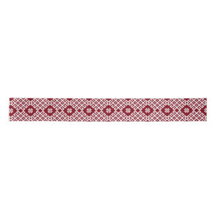 Red traditional Baltic Latvian Pattern Design Satin Ribbon