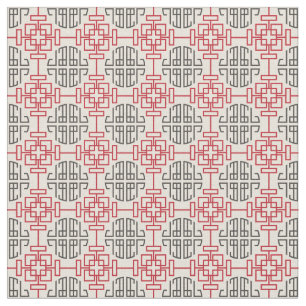 Red Traditional Geometric Chinese Decorative Patte Fabric