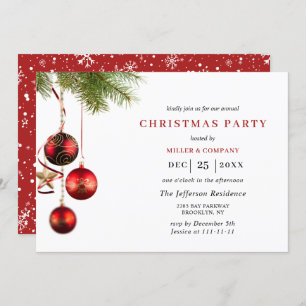 Red Traditional Merry Christmas Holiday Party Invitation