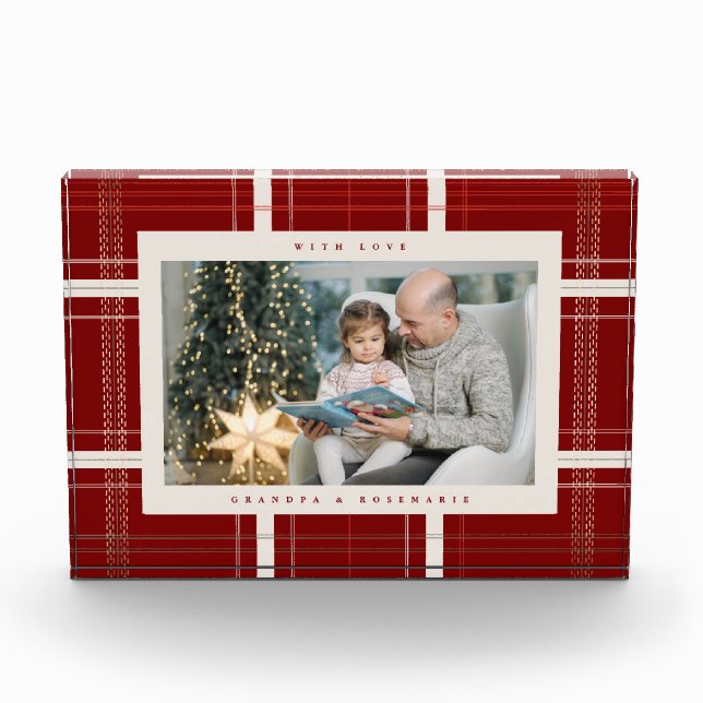 Red Traditional Plaid Cosy Cabin Christmas Gift  Photo Block (Front)