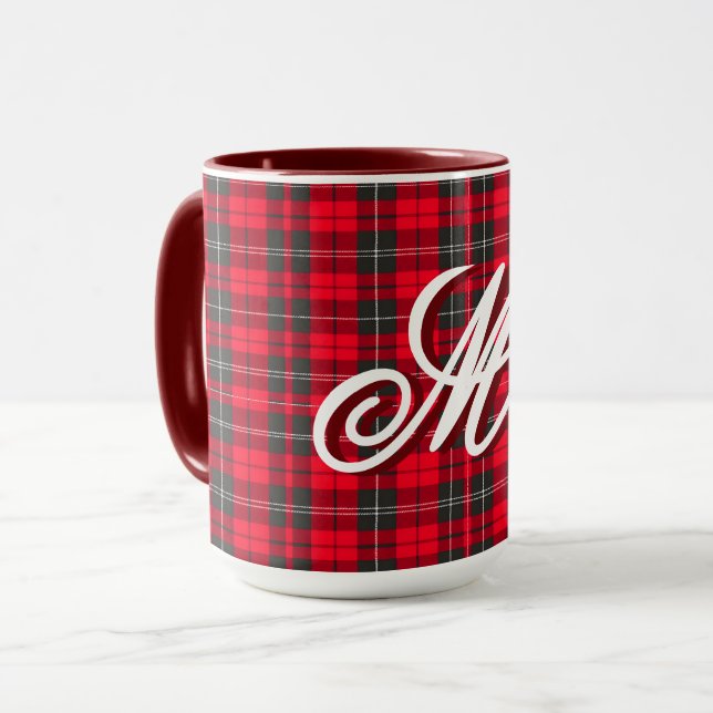 Red Traditional Plaid Tartan Modern Collection Mug (Front Left)