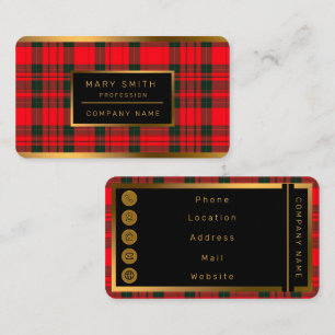 Red Traditional Plaid Tartan Popular Collection Business Card