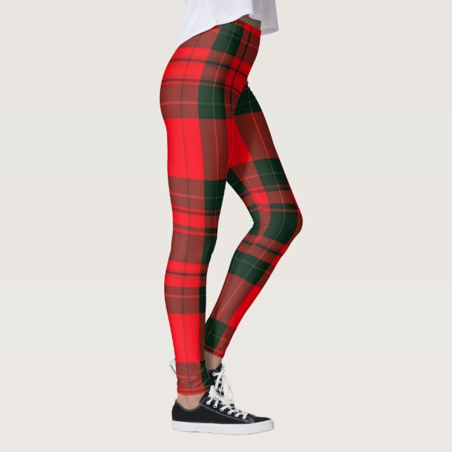 Red Traditional Plaid Tartan Popular Collection Leggings (Right)
