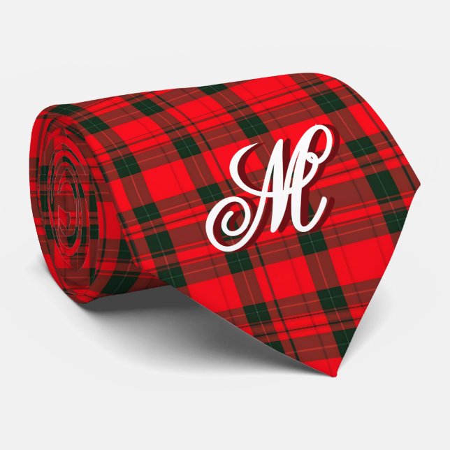 Red Traditional Plaid Tartan Popular Collection Tie (Rolled)