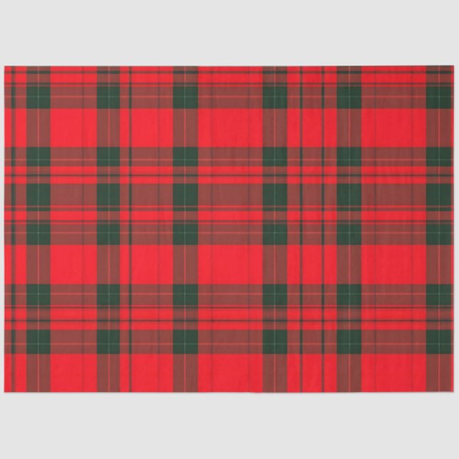 Red Traditional Plaid Tartan Popular Collection Tissue Paper (Front)