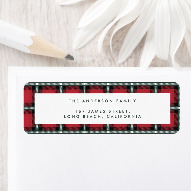 red traditional tartan personalised christmas (Insitu)