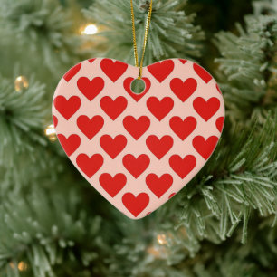 Red, traditional Valentine's day heart Ceramic Tree Decoration