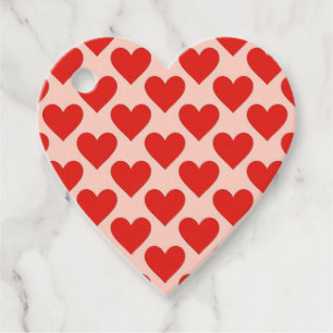 Red, traditional Valentine's day heart Favour Tags