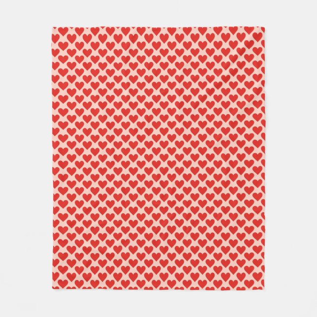 Red, traditional Valentine's day heart Fleece Blanket (Front)