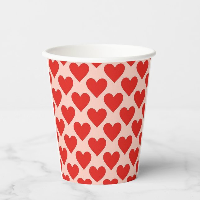 Red, traditional Valentine's day heart Paper Cups (Front)