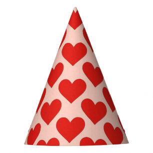 Red, traditional Valentine's day heart Party Hat