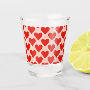 Red, traditional Valentine's day heart Shot Glass