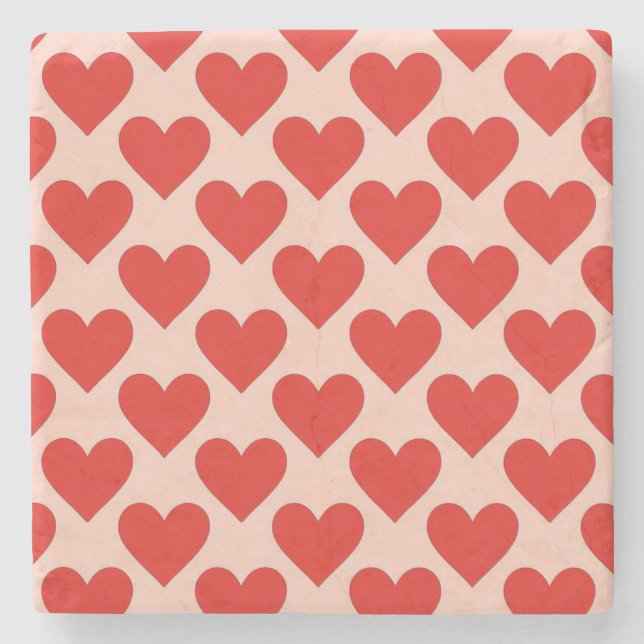Red, traditional Valentine's day heart Stone Coaster (Front)