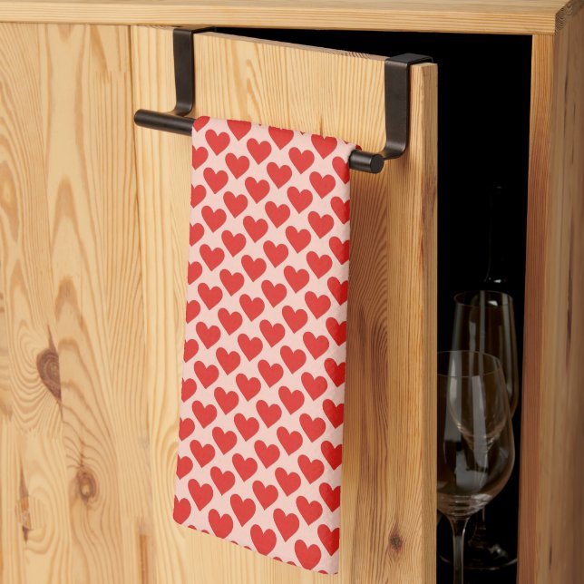 Red, traditional Valentine's day heart Tea Towel (Thirds Fold)