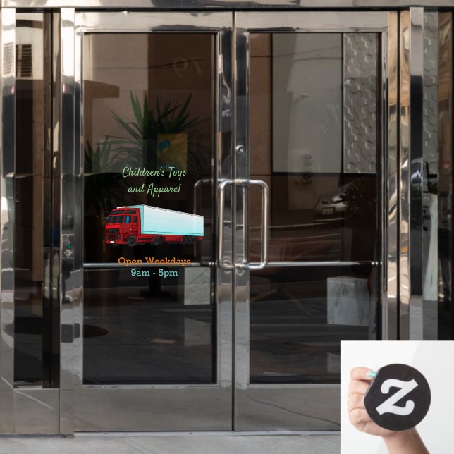 Red trailer truck illustration (Office Door)