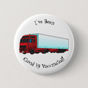 Red trailer truck illustration 6 cm round badge