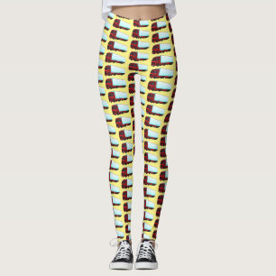 Red trailer truck illustration leggings