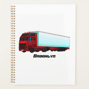 Red trailer truck illustration planner