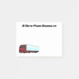 Red trailer truck illustration post-it notes