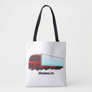 Red trailer truck illustration  tote bag