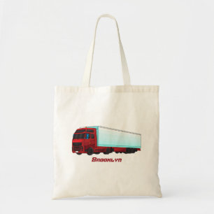 Red trailer truck illustration tote bag