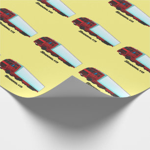 Red trailer truck illustration wrapping paper