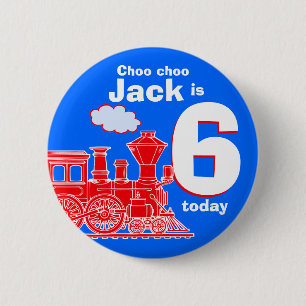 Red train birthday 4 letter name age button