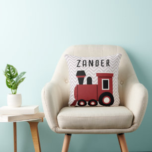 Red Train Boys Room Kids Cushion