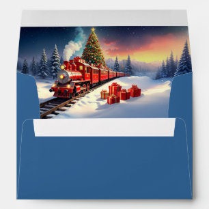 Red Train Christmas Tree Holiday Envelope