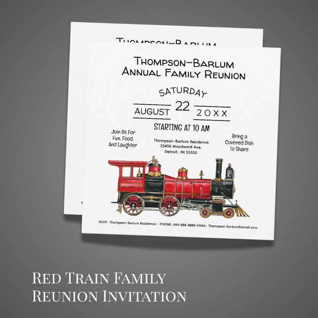 Red Train Family Reunion Invitation (Red Train Family Reunion Invitation)