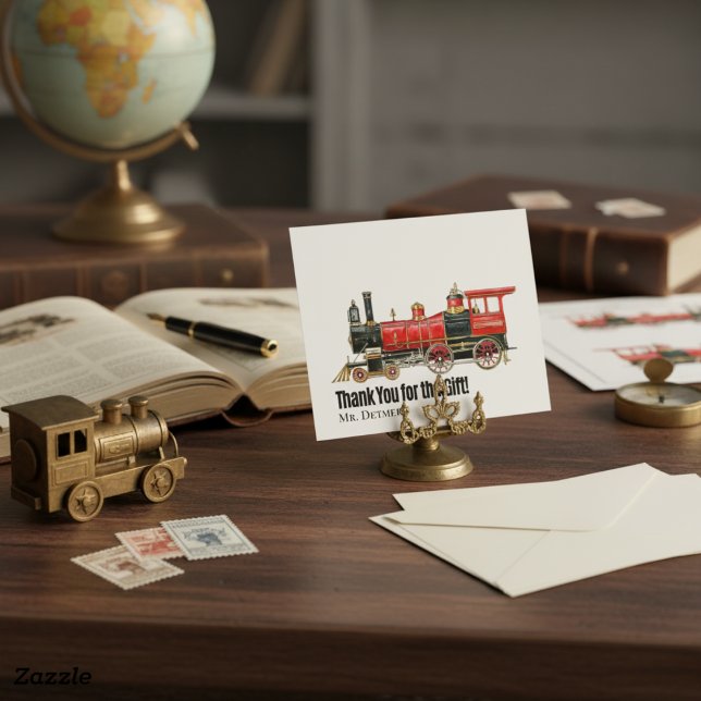 Red Train Flat Thank You Card (Red Train Flat Thank You Card)